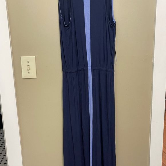 Caslon Women’s Navy Periwinkle Cinch Waist Scoop Neck Maxi Dress Size Small - Picture 8 of 9
